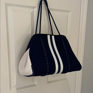 Haute Shore Navy and White Tote Bag with Mini Bag